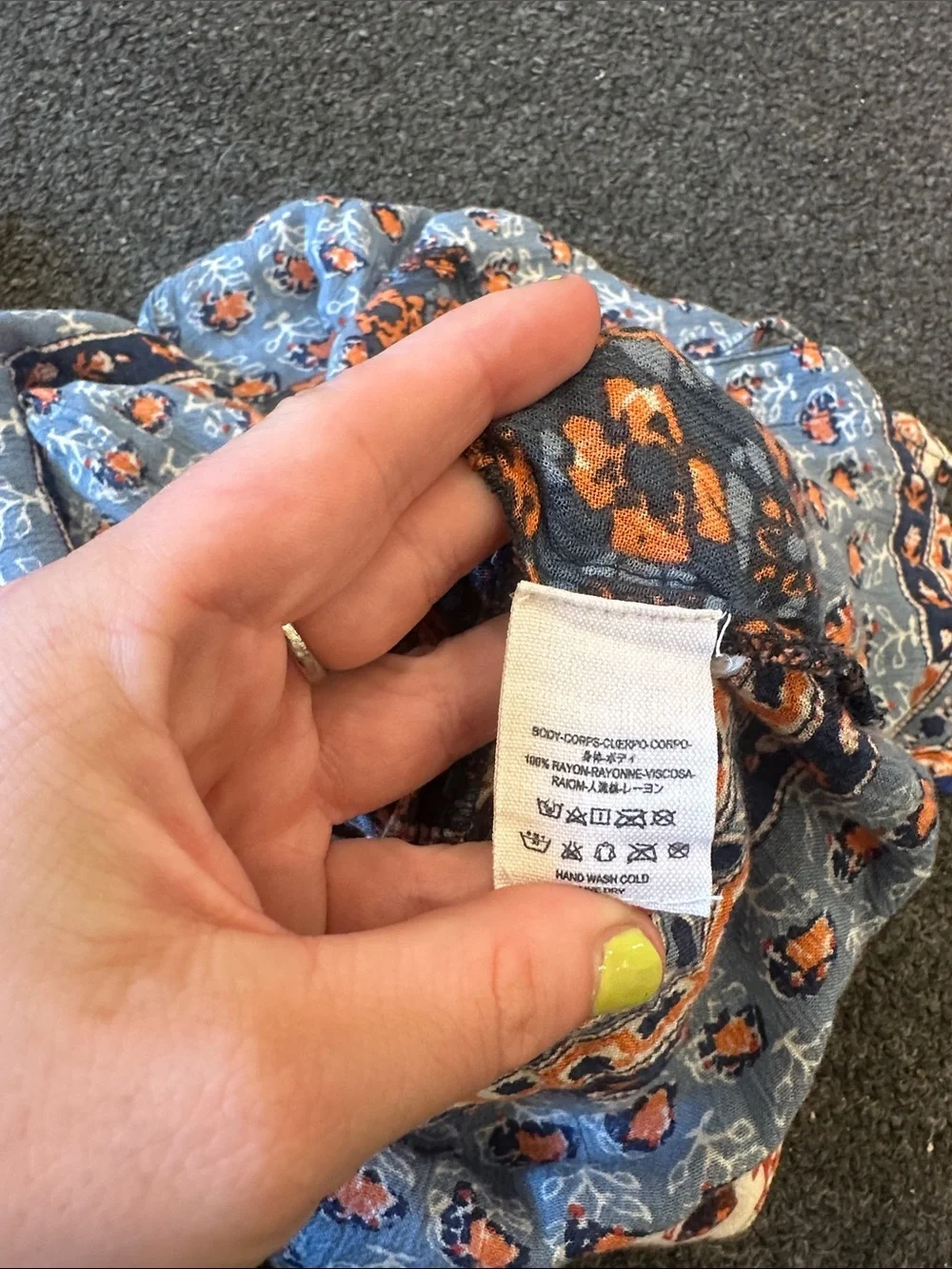 Free People Samba Orange Blue Paisley Tapestry Patchwork Boho Button Up Shirt XS
